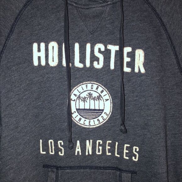 Hollister M Navy White Cotton Blend Hoodie with a Kangaroo Pocket - Picture 5 of 13